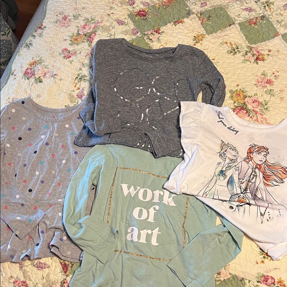 Disney Long Sleeve Tees - Gray, Mint, White